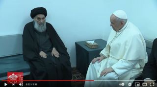 Rencontre Pape François et grand ayatollah Al-Sistani 05-03-2021