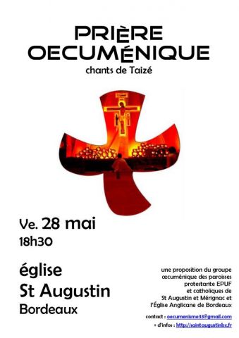 AFFICHE PRIERE de TAIZÉ 28-05-2021 St Augustin Bordeaux