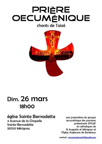 2021-03-26 Affiche prière Taizé - Ste Bernadette Mérignac